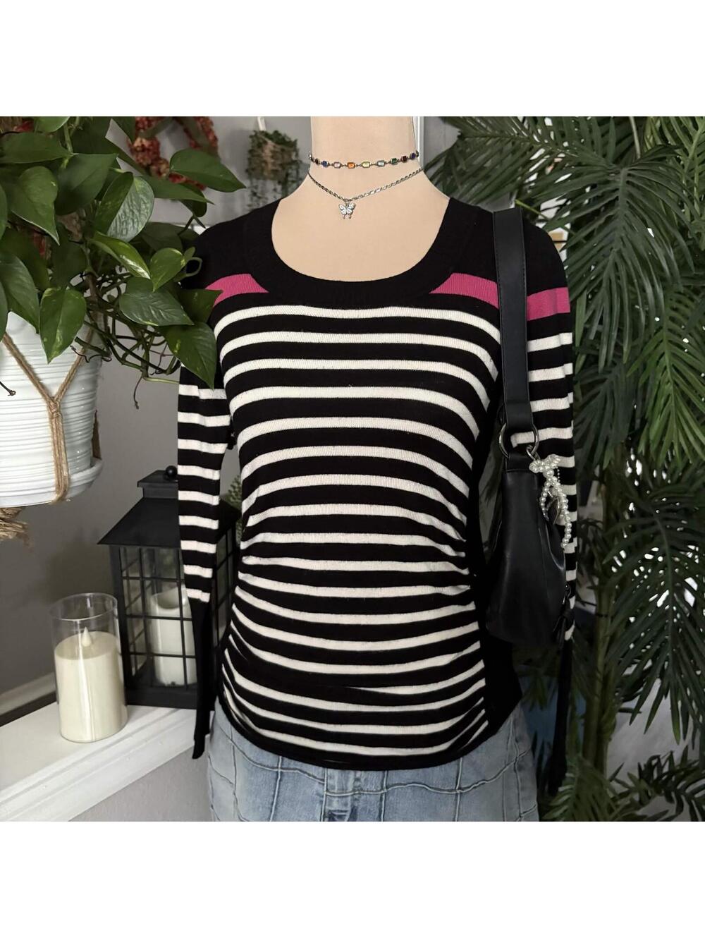 black striped long sleeve top
